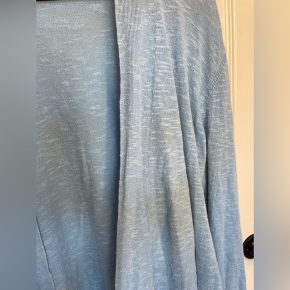 Eileen Fisher Blue Knit Organic Linen-Cotton Cardigan - Picture 5 of 6